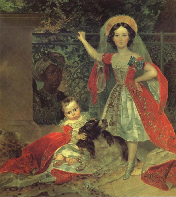 Karl Briullov Portrait of the young princesses volkonsky by a moor China oil painting art